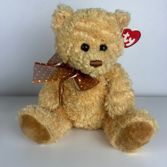 Ty Honeycutt 2007 Golden Curly Classic Plush Stuffed Toy Bear 100% Tysilk 10"